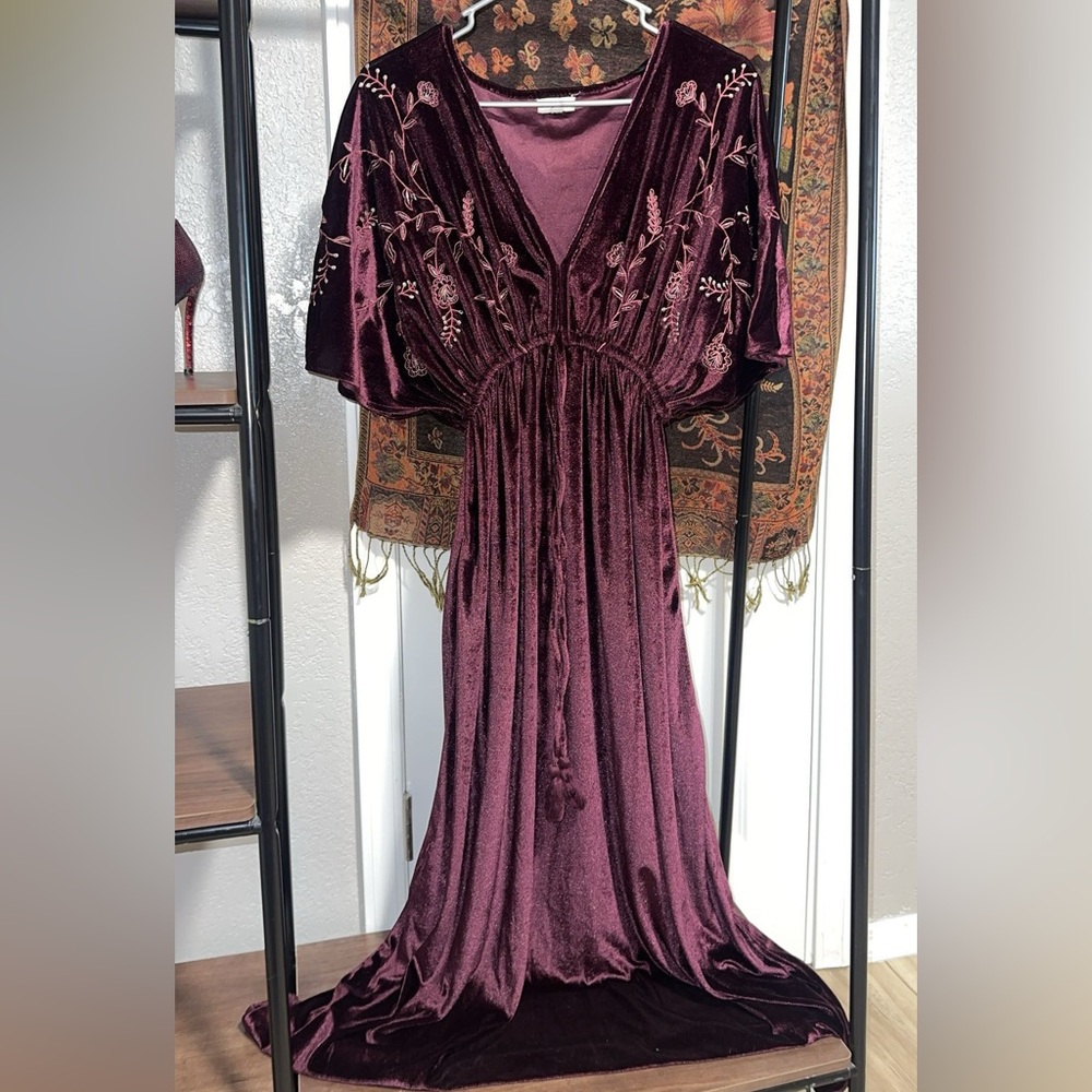 World Market Burgundy Velvet Dress
